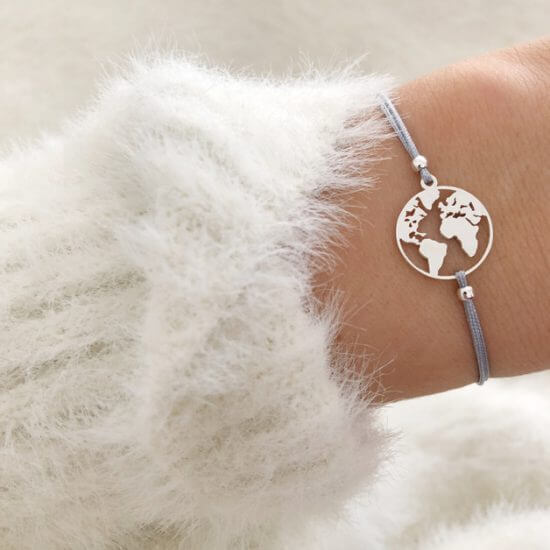 Armband Weltkarte 925 Silber Armband Weltkarte 925 Silber