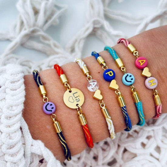 Initialenarmband Nylonkordel Gold