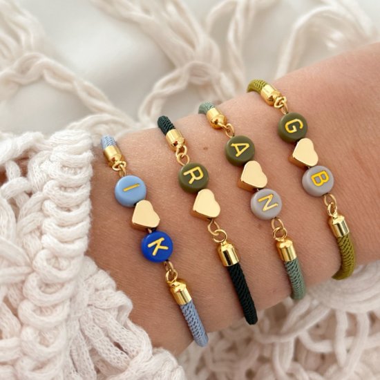 Initialenarmband Nylonkordel Gold