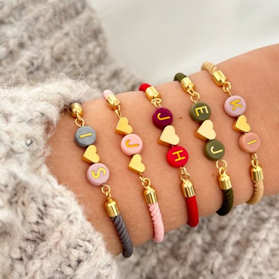 Initialenarmband Nylonkordel Gold