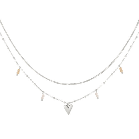 Halskette Double Love Silber Edelstahl