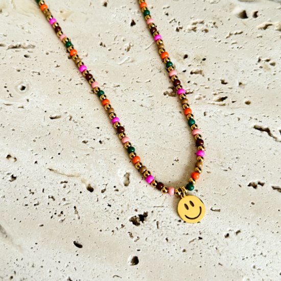 Halskette Smiley Bunt