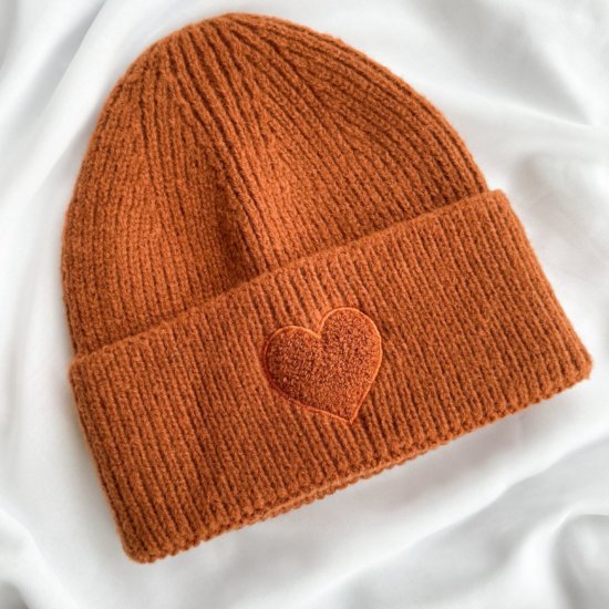 Mütze Herz Rostbraun