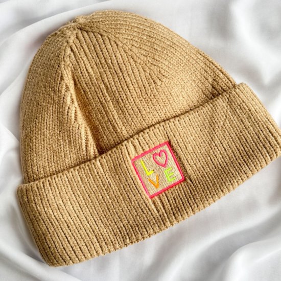 Mütze Love Beige Mütze Love Beige