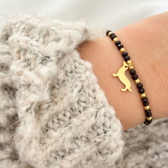Armband Dackel Braun Edelstahl