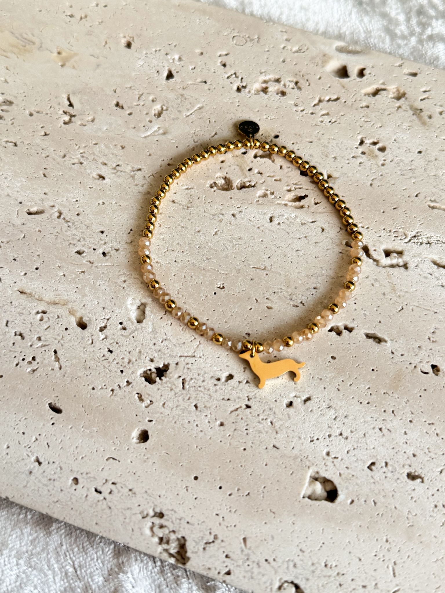 Armband Dackel Beige Edelstahl Armband Dackel Beige Edelstahl