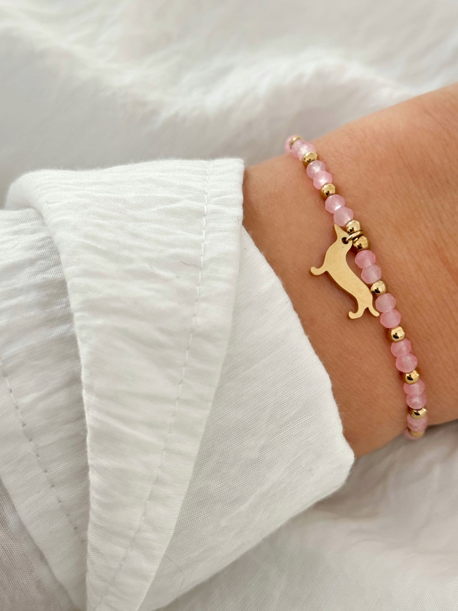 Armband Dackel Rosa Edelstahl Armband Dackel Rosa Edelstahl