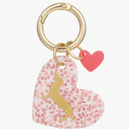 Schlüsselanhänger Dackel Herz Gold