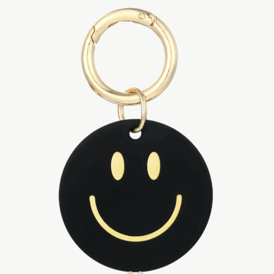 Schlüsselanhänger Smiley Schwarz Gold