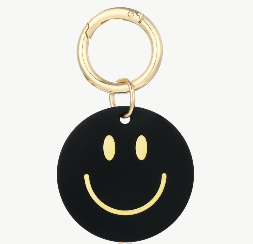 Schlüsselanhänger Smiley Schwarz Gold Schlüsselanhänger Smiley Schwarz Gold