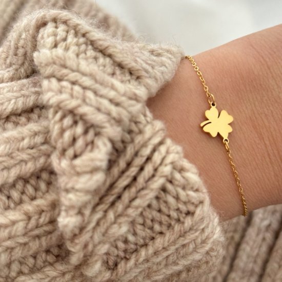 Armband Kleeblatt Edelstahl Gold