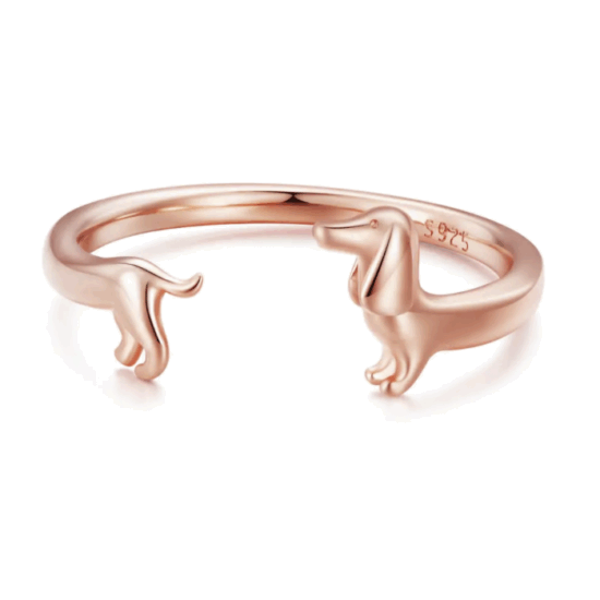 Ring Dackel 925er Silber Roségold