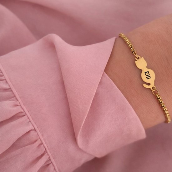 Armband Gravur Katze Gold