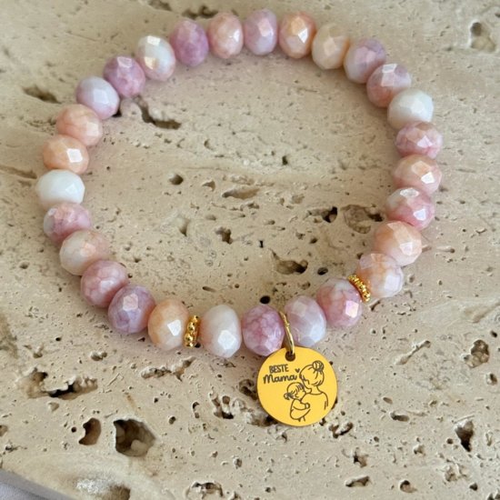 Armband Gravur Beste Mama Mädchen Glasperlen