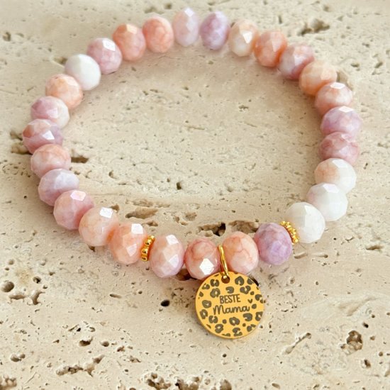 Armband Gravur Beste Mama Leo Glasperlen