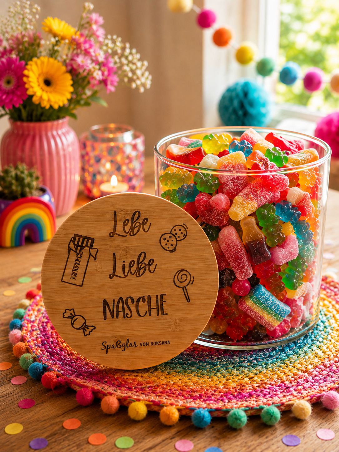 Lebe Liebe Nasche Glas Süßigkeiten Lebe Liebe Nasche Glas Süßigkeiten