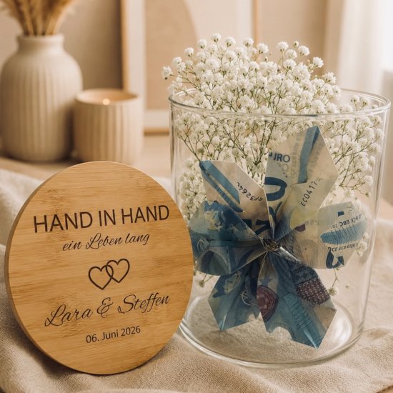 Glas Hochzeit Hand in Hand