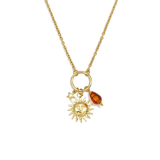 Halskette Sun Edelstahl Gold Halskette Sun Edelstahl Gold