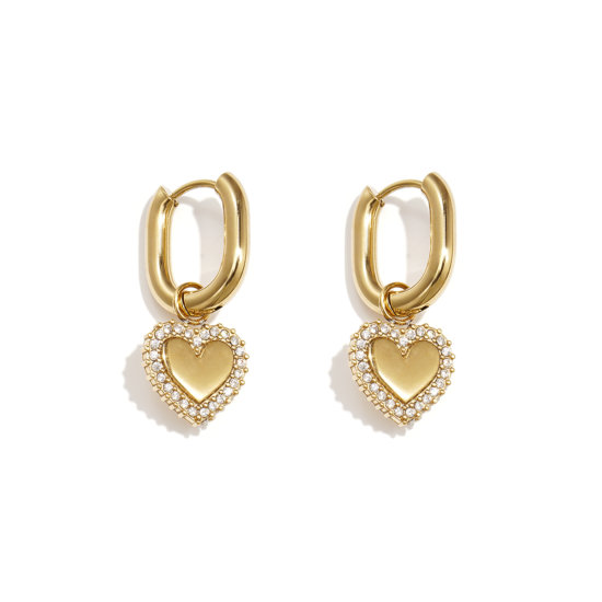 Ohrringe Herz Zirkonia Edelstahl Gold Ohrringe Herz Zirkonia Edelstahl Gold