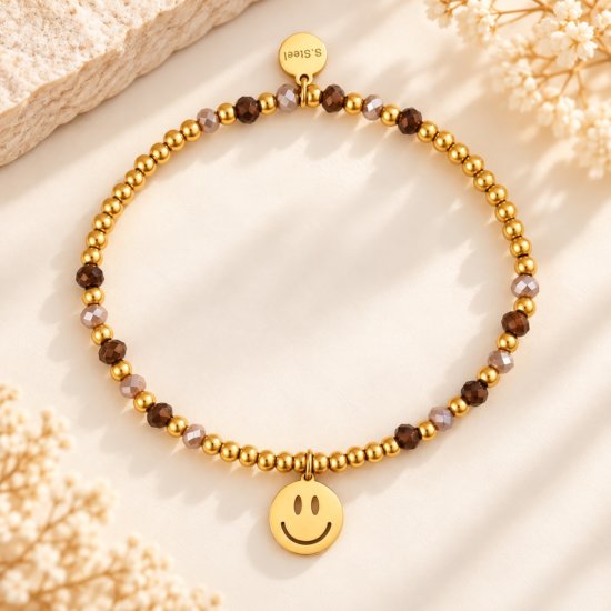 Armband Golden Smiley Edelstahl Armband Golden Smiley Edelstahl